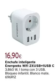 Blanco - Enchufe Inteligente Energeeks Wifi 2xusb+1usb C