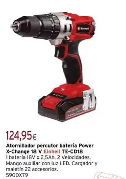 Einhell - Atornillador Percutor Batería Power X-change 18 V TE-CD18