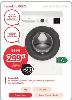 Beko - Lavadora Vbm3wft38213wa