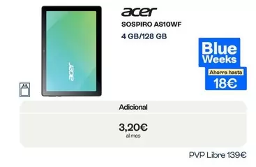 Acer - Sospiro As10wf 4 Gb/128 Gb
