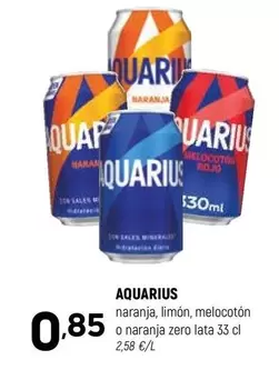 Aquarius - Naranja, Limon, Melocoton O Naranja Zero Lata