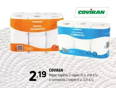 coviran - Paper Higienic 2 Capes 12 U. O Compacte 2 Capes 6 U.