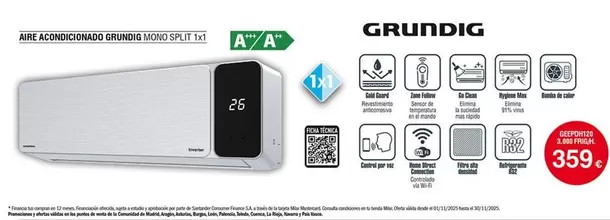 Grundig - Aire Acondicionado Mono Split 1x1