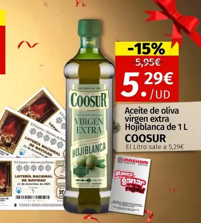 Coosur - Aceite De Oliva Virgen Extra Hojiblanca De 1 L