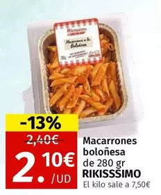 Rikisssimo - Macarrones Bolonesa