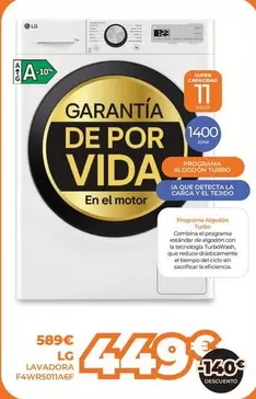 LG - Lavadora F4wr5011a6f