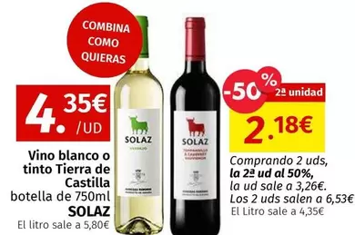 solaz - Vino Blanco O Tinto Tierra De Castilla