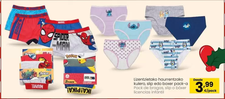 Pack De Bragas, Slip O Bóxer Licencias Infantil