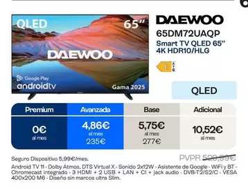 Daewoo - 65DM72UAOP Smart Tv Qned 65" 4k Hdr10/ Hlg