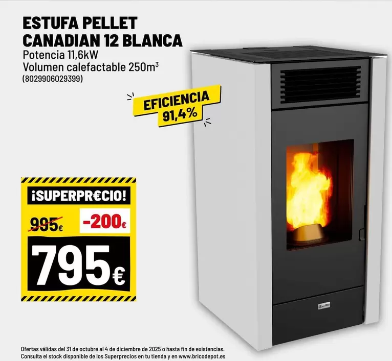 Estufa Pellet Canadian 12 Blanca