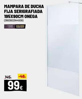 brico - Mampara De Ducha Fija Serigrafiada 195x90cm