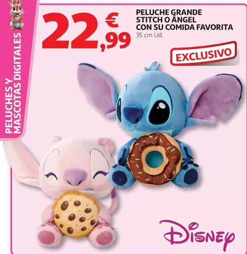 Disney - Peluche Grande Stitch O ÁNGEL Con Su Comida Favorita