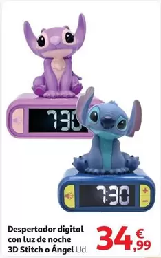 stitch - Despertador Digital Con Luz De Noche 3d Stitch O Ángel