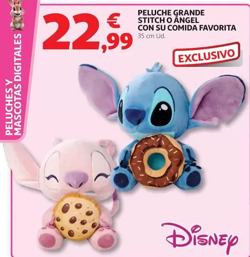Disney - Peluche Grande Stitch O Angel Con Su Comida Favorita