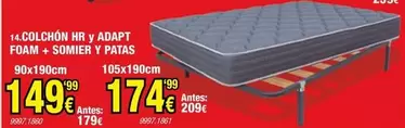 HR - Colchon Hr Y Adapt Foam + Somier Y Patas