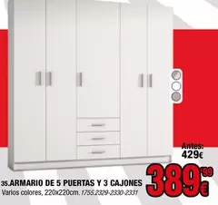 Armario De 5 Puertas Y 3 Cajones