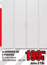 Blanco - Armario De 4 Puertas