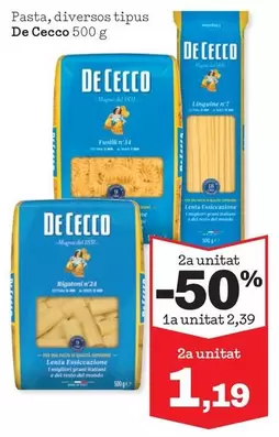 De Cecco - Pasta, Diversos Tipus