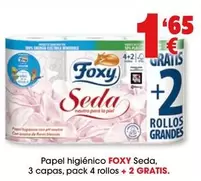 Foxy - Papel Higienico Seda, 3 Capas, Pack 4 Rollos + 2 Gratis