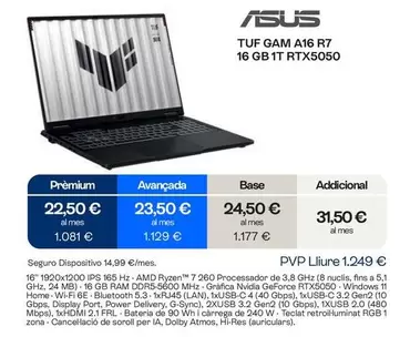 Asus - Tuf Gam A16 R7 16 Gb 1t Rtx5050