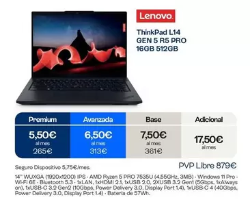 Lenovo - ThinkPad L14 Gen 5 R5 Pro 16Gb 512Gb