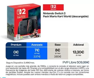 Nintendo - Switch 2 Pack Mario Kart World (descargable)