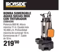 Ironside - Bomba Sumergible Aguas Sucias Inox Con Triturador