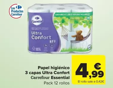 carrefour - Papel higiénico 3 capas Ultra confort essential