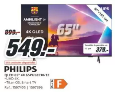 Philips - Qled 65" 4k 65pus8510/12