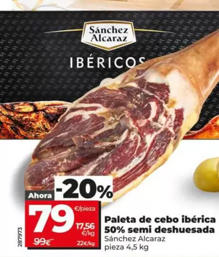Sánchez Alcaraz - Paleta De Cebo Ibérica 50% Semi Deshuesada