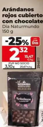 Dia Naturmundo - Arándanos Rojos Cubiertos Con Chocolate