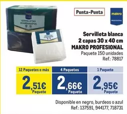 makro - Servilleta Blanca 2 Capas