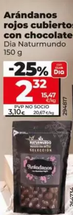 Dia Naturmundo - Arándanos Rojos Cubiertos Con Chocolate