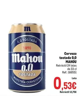 Mahou - Cerveza Tostada 0,0