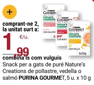 Purina - Gourmet Snack Per A Gats De Pure Nature's Creations De Pollastre, Vedella O Salmo