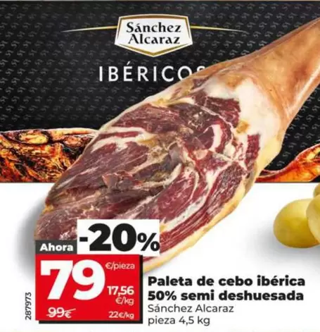 Sánchez Alcaraz - Paleta De Cebo Ibérica 50% Semi Deshuesada