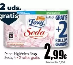 Foxy - Papel Higiénico Seda, 4 + 2 Rollos Gratis