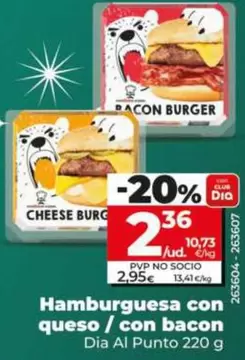Dia Al Punto - Hamburguesa Con Queso / Con Bacon