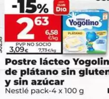 Nestlé - Postre Lácteo Yogolino De Plátano Sin Gluten Y Sin Azúcar