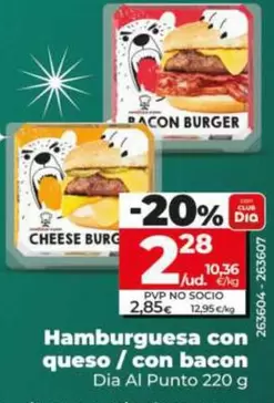 Dia Al Punto - Hamburguesa Con Queso / Con Bacon