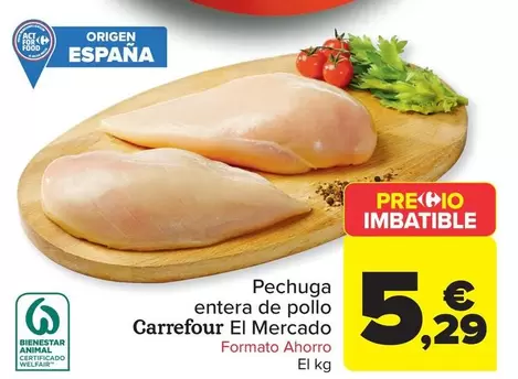 Carrefour El Mercado - Pechuga  Entera De Pollo  