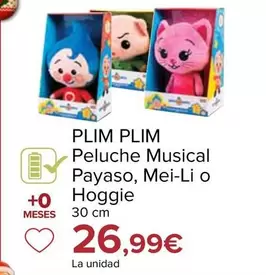 Plim Plim - Peluche Musical Payaso Mei-Li O Hoggie