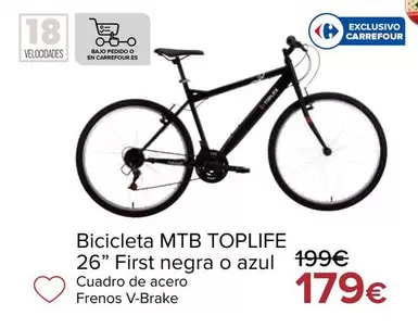 Toplife - Bicicleta MTB 26" First Negra O Azul