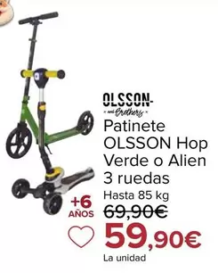 Olsson - Patinete Hop Verde O Alien 3 Ruedas