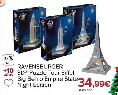 Ravensburger - 3D Puzzle Tour Eiffel Big Ben O Empire Night Edition
