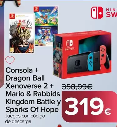 Nintendo SWITCH - Consola Oled + Dragon Ball Xenoverse 2 + Mario & Rabbids Kingdom Battle Y Sparks Of Hope