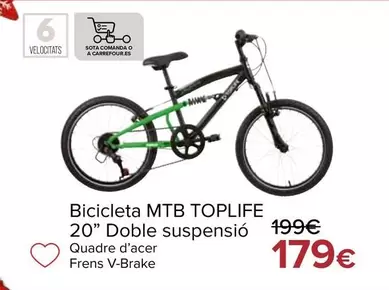 Toplife - Bicicleta MTB 20" Doble Suspension