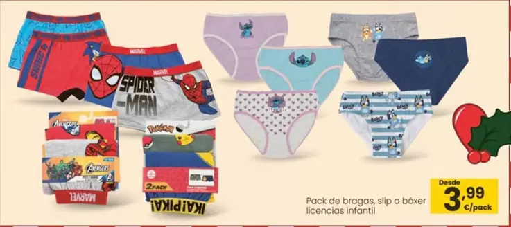 Pack De Bragas, Slip O Bóxer Licencias Infantil