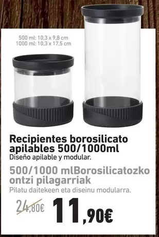 Recipientes Borosilicato Apilables 500/1000ml
