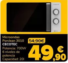 Cecotec - Microondas Porclean 3010